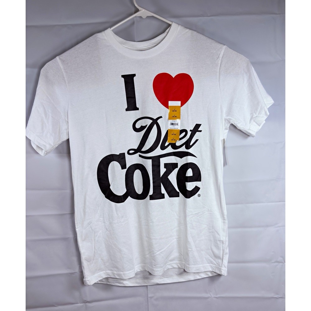 Coca-Cola I Heart Diet Coke NewvWhite T-Shirt Size L Red Black Soda Theme I-561